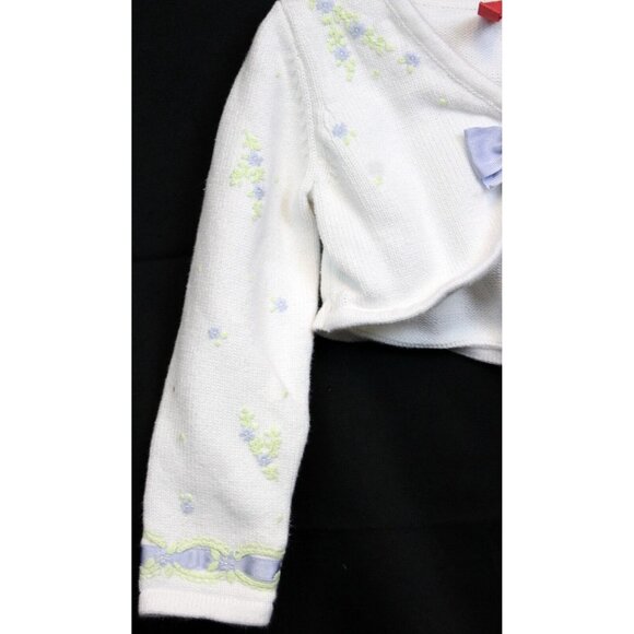 2004 Gymboree Petit Four White Cardigan Bolero Sweater sz 5 Easter Lavender Flow - Picture 4 of 9